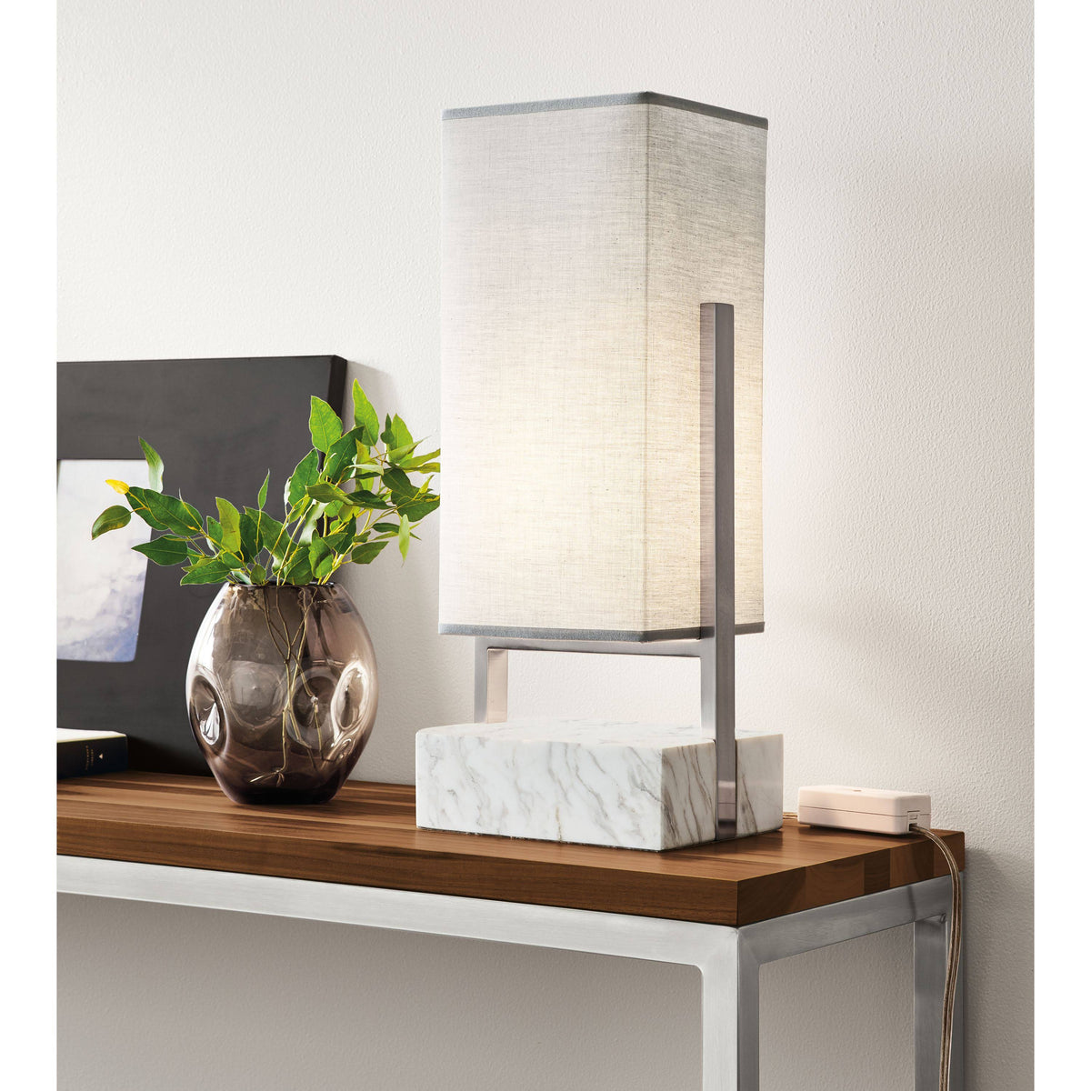 Clear Tempered Glass Console Table with Stainless Steel Frame D89099