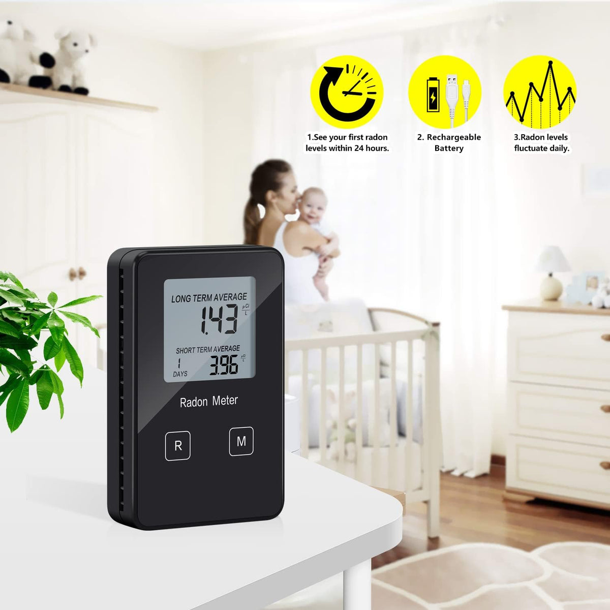 Portable Radon Detector with Rechargeable Battery Z968780