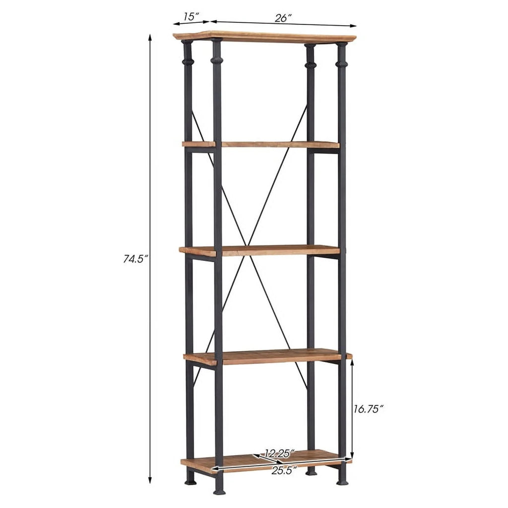 Solid Wood Bookcase in Rustic Brown I21541