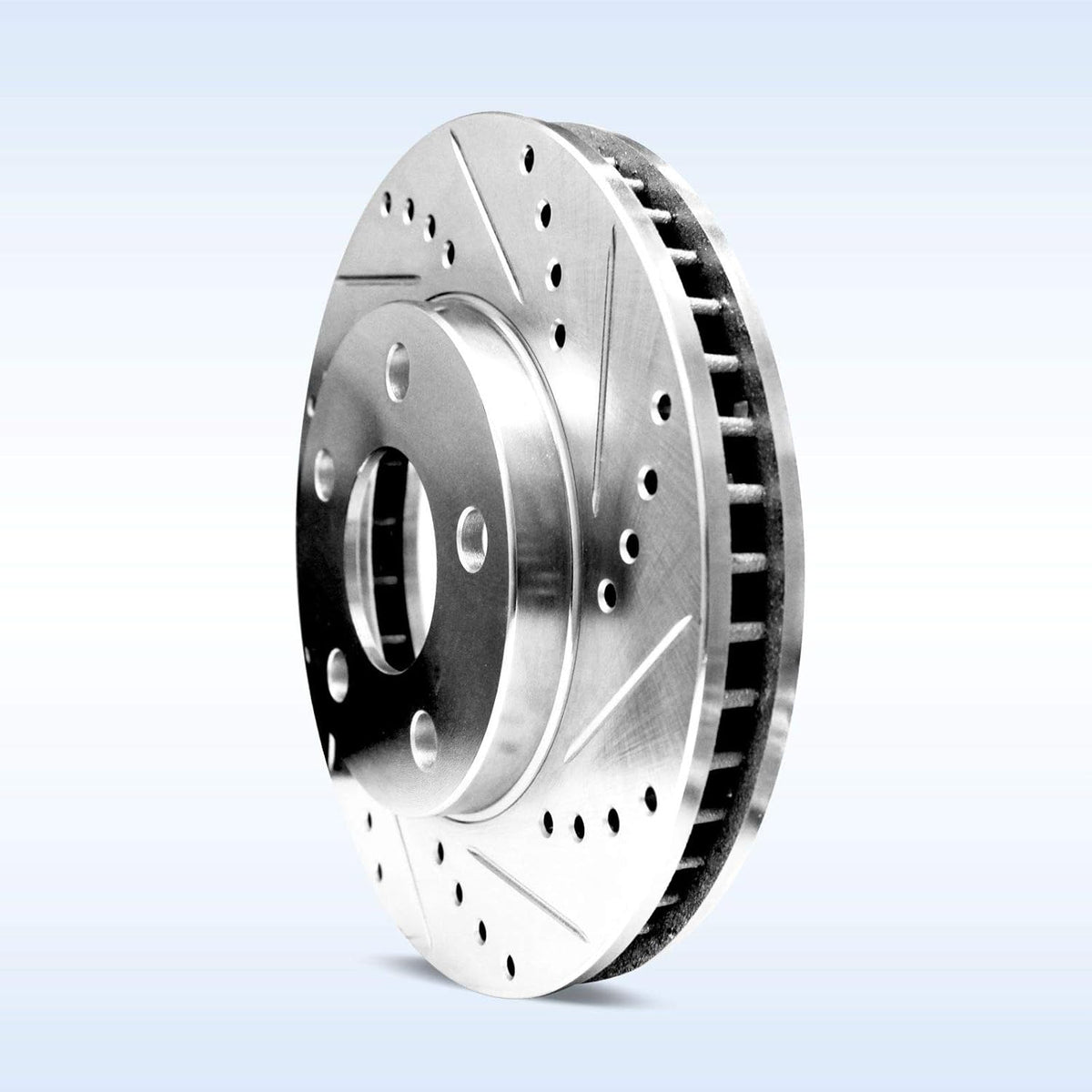 Silver Drilled Slotted Brake Rotors and Semi Metallic Brake Pads R71514