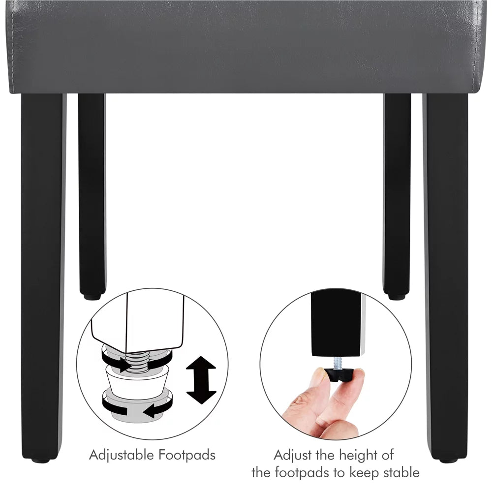 Faux Leather Dining Chairs with Wood Legs Set of 6 Gray U983