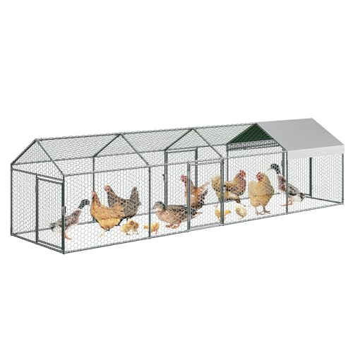 Metal Chicken Coop with Waterproof Cover, 160" x40" x40", 4 Doors A3336