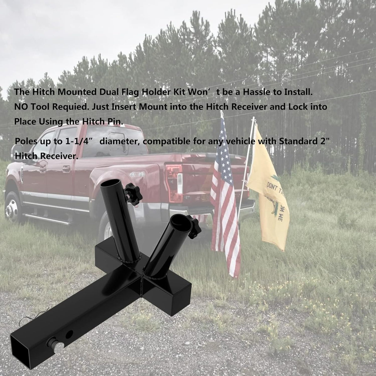 Dual Flag Pole Holder for SUV, RV, Pickup, Truck, Camper, Trailer E595