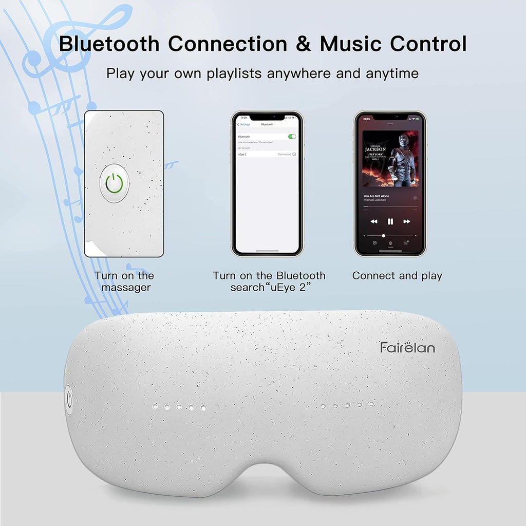 Eye Massager with Heat, Vibration, Vision Window, 3 Modes, Bluetooth Music, USB Rechargeable Q2679