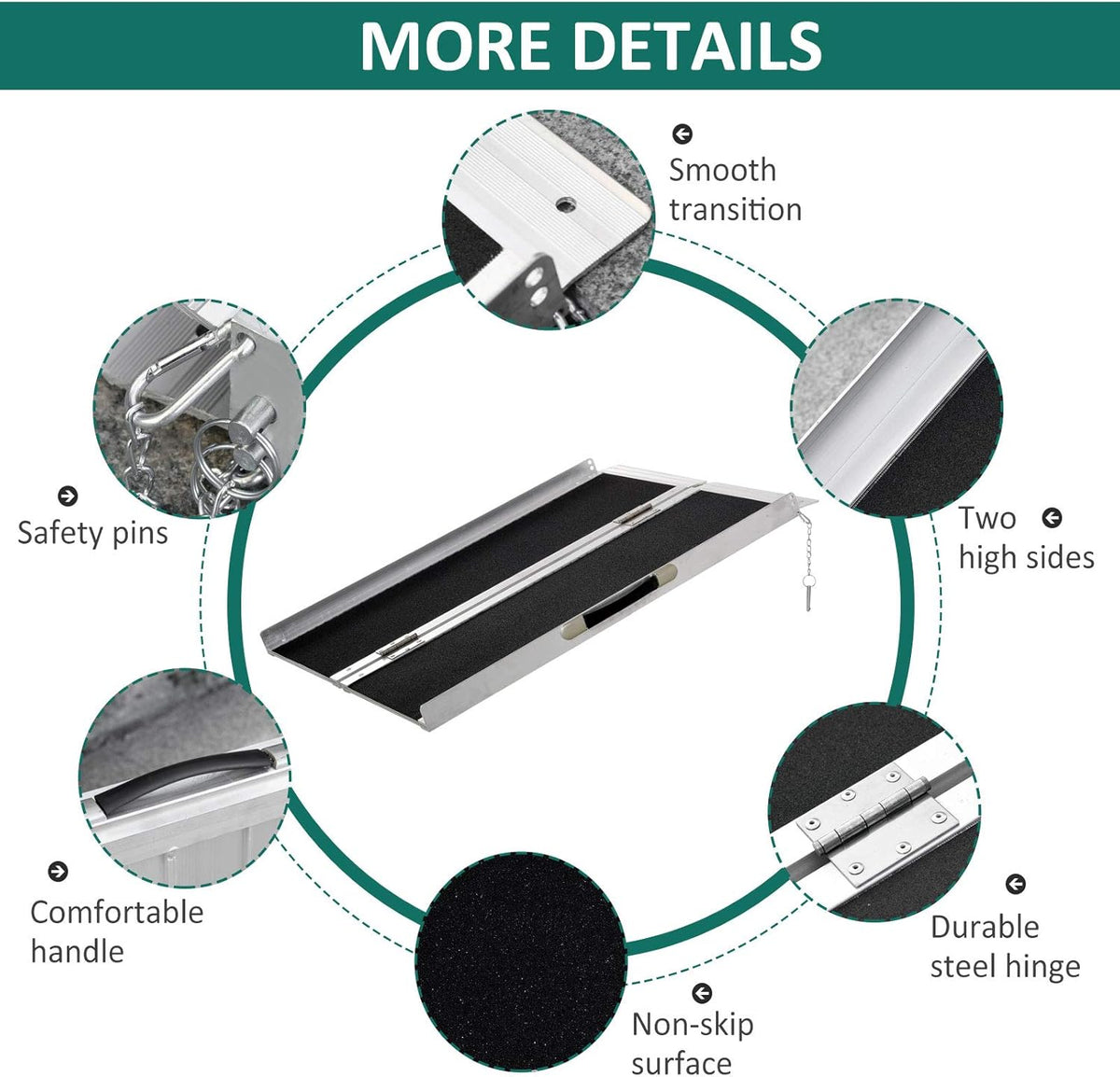 Aluminum Portable Skidproof PVC Carpeted Folding Wheelchair Ramp R994170