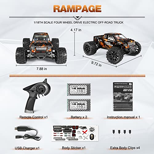 1:18 Scale 4X4 RC Monster Truck with 2 Batteries L94012