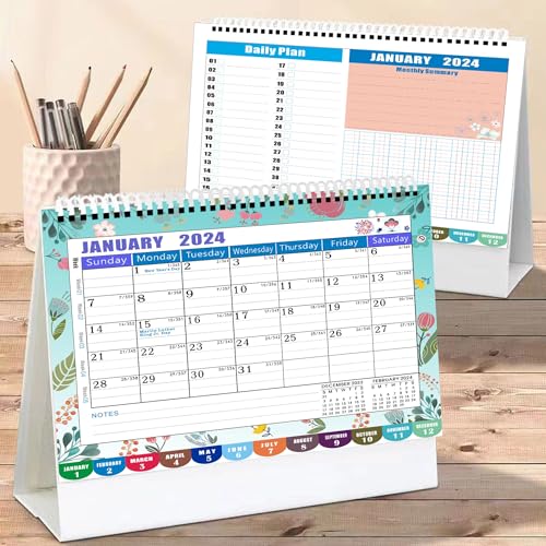 Desk Calendar, 12 Months, 8" x 6", Pink-Floral N153