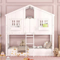 Twin Over Twin Wood Bunk Bed with Roof M8286