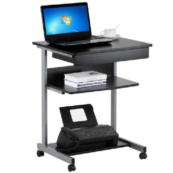 Compact Rolling Laptop Cart Desk with Drawer and Shelf G455968