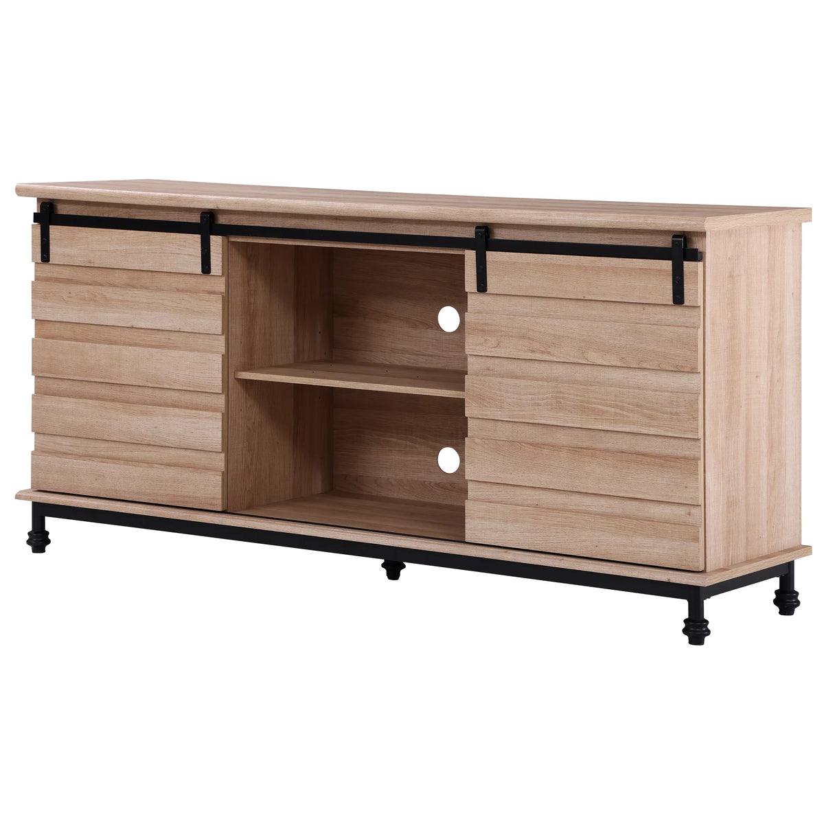 Light Brown TV Stand with Sliding Barn Door W52568