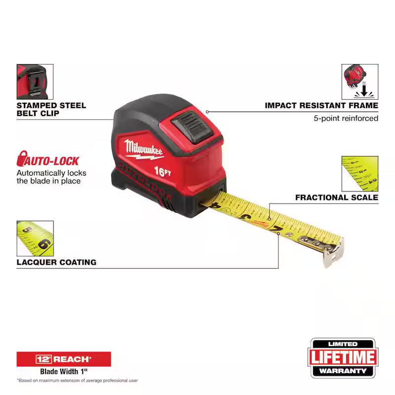 16 ft. SAE Tape Measure with Fractional Scale S946