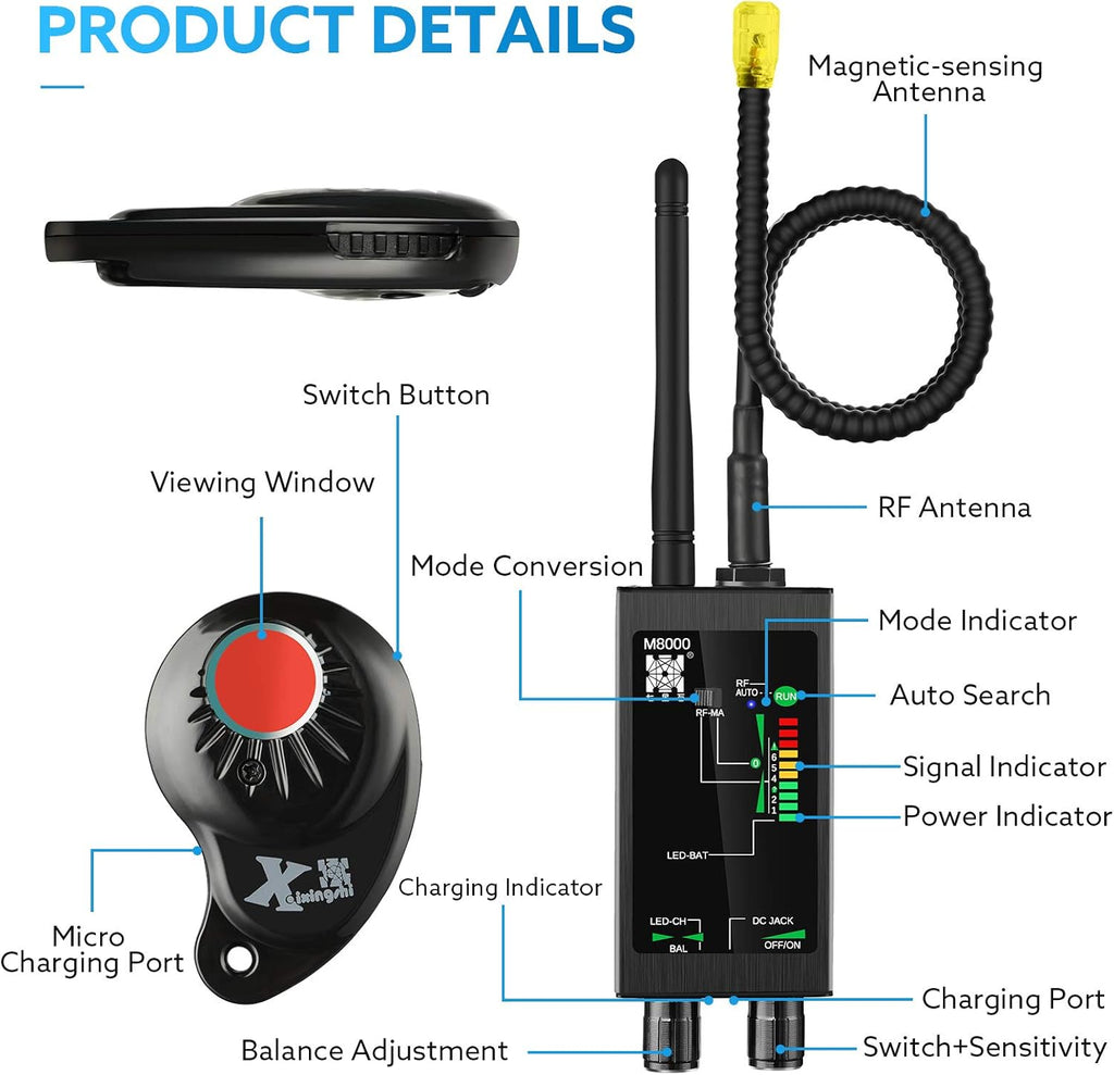 RF Signal Detector Bug Detector Anti Tracking Camera Detector Finder D448