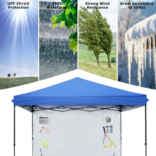 Blue 10x10 FT Pop Up Canopy Tent with 1 Sidewall R878
