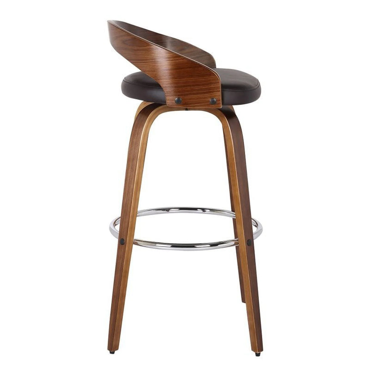 Brown/Walnut Faux Leather & Wood Counter Stool G36294