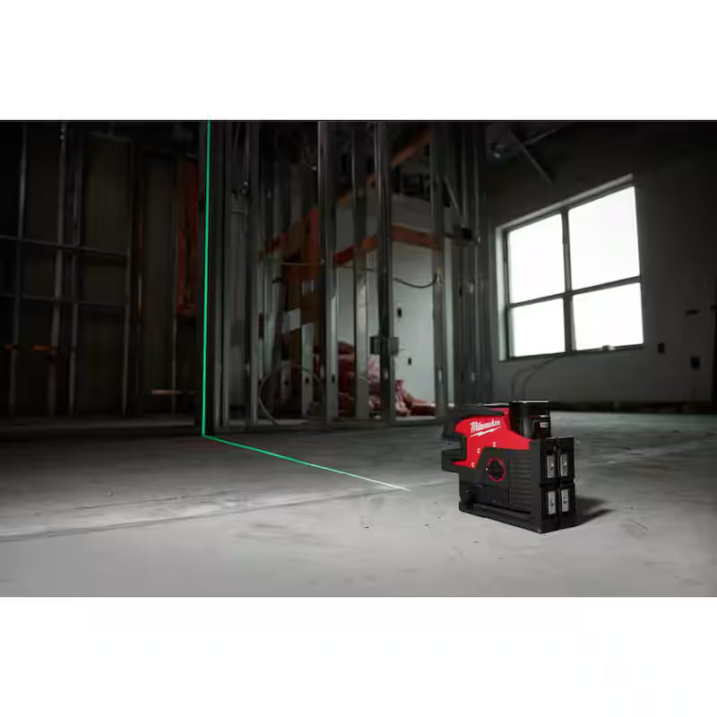 12-Volt Cordless Green Cross Line Laser Kit with Laser Distance Meter D977