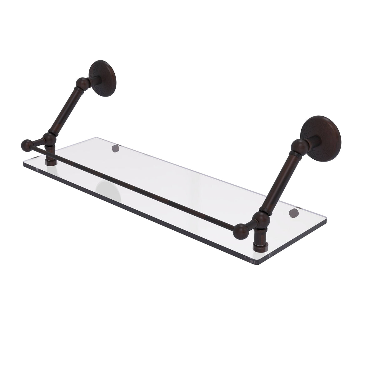 30 in. Floating Glass Shelf with Gallery Rail Antique Pewter K816863