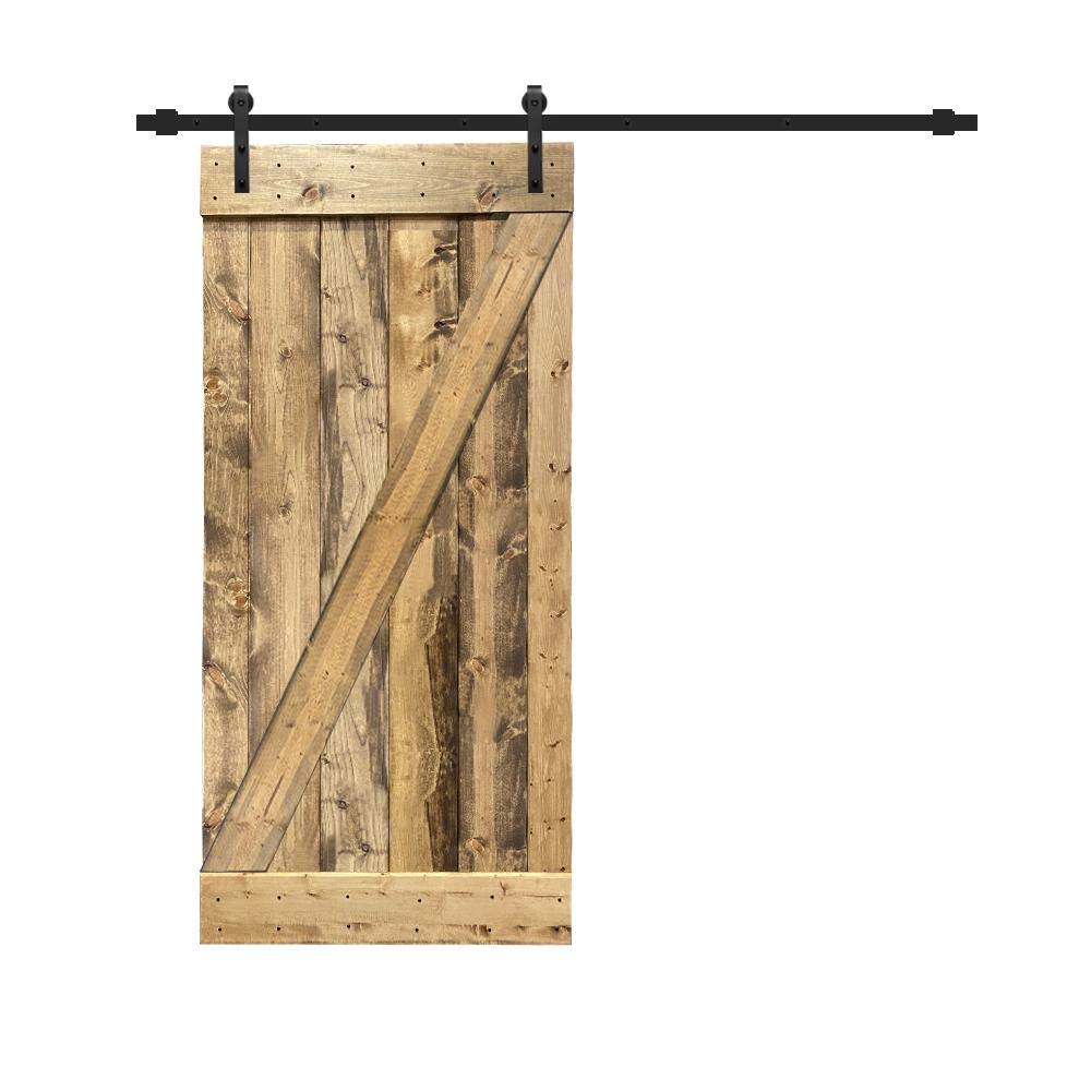 24 in. x 84 in. Distressed Solid Wood Interior Sliding Barn Door with Hardware Kit G81622
