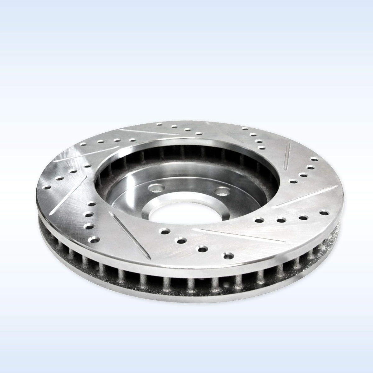 Silver Drilled Slotted Brake Rotors and Semi Metallic Brake Pads R71514