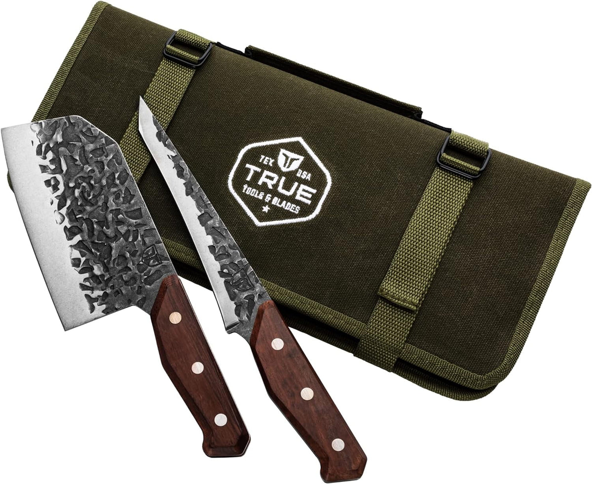 Knife Kit with Chopper Tanto and Carving Knives in Waxed Canvas Roll C723897