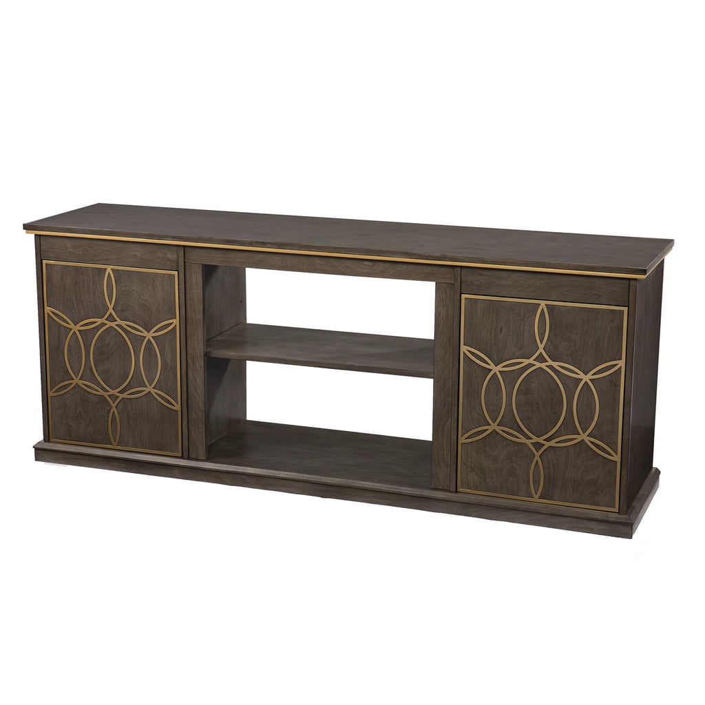 Brown and Gold Media Console with Storage S6823