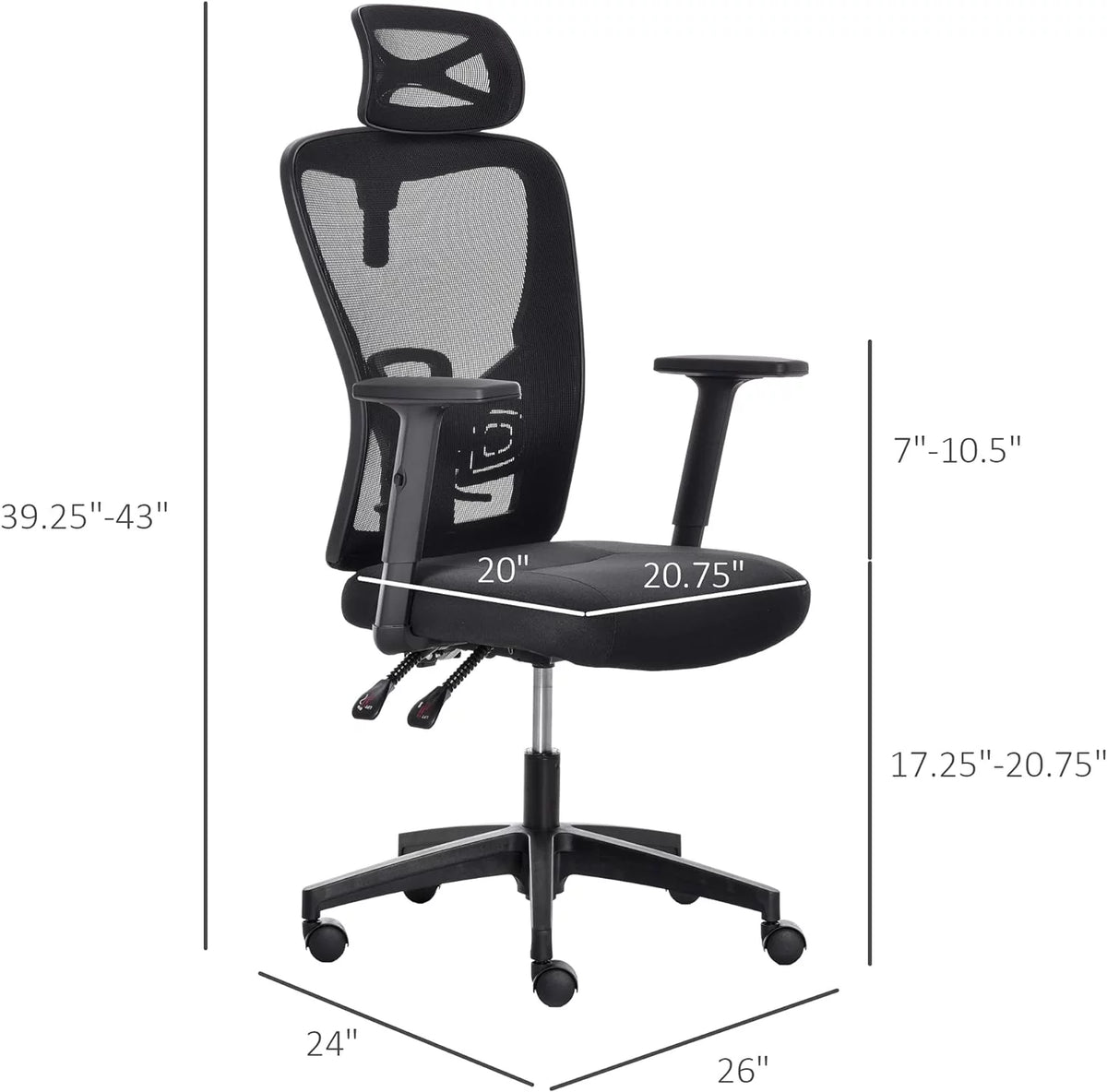 Black Ergonomic Mesh Office Chair with Lumbar Support P830791