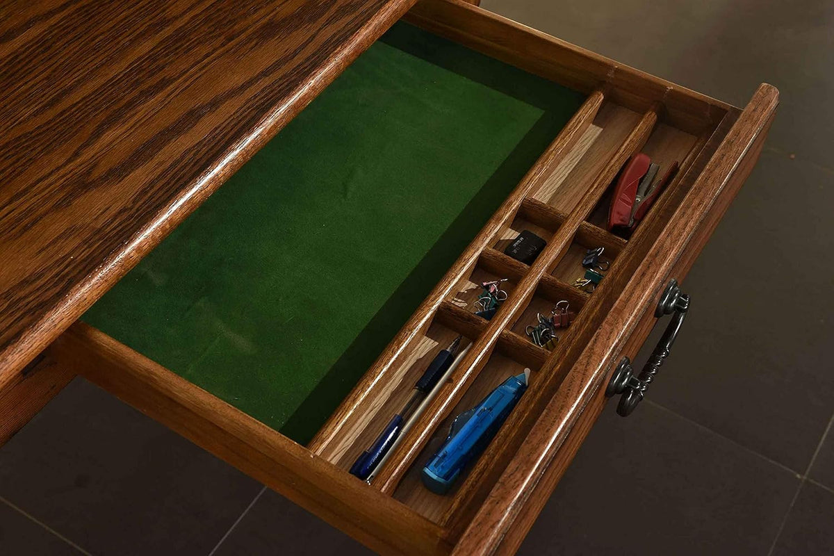 Mini Roll Top Desk Solid Oak Wood Burnished Walnut Finish R6677