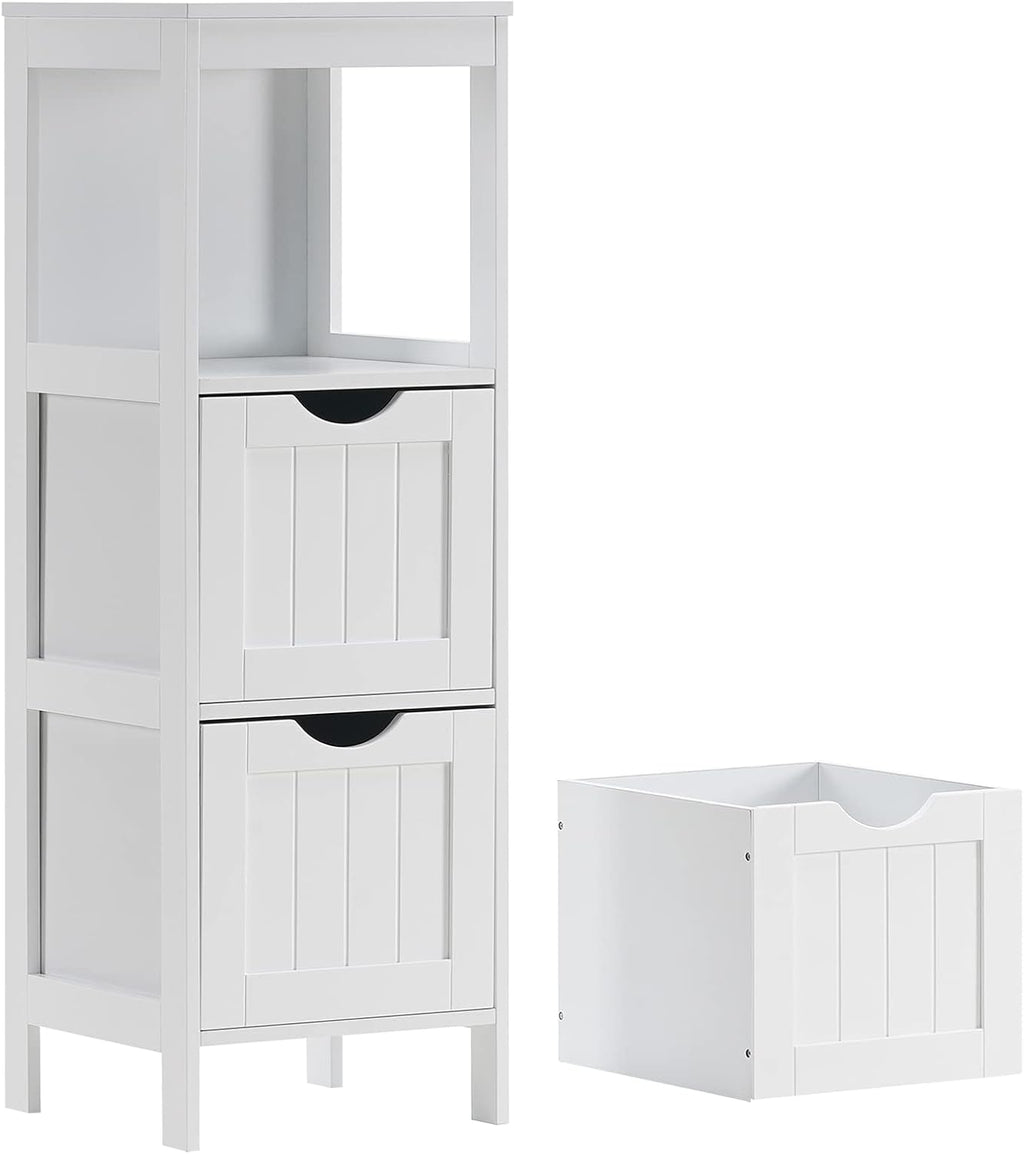Narrow Bathroom Storage Cabinet with 3 Removable Drawers, 11.8 L x 11.8 W x 35 H, Black H25346