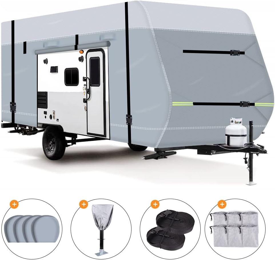 600D Waterproof Oxford Travel Trailer RV Cover 28'7''-31'6'' with Tire Cover Z971835
