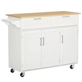 White Mobile Kitchen Island with Storage N1280