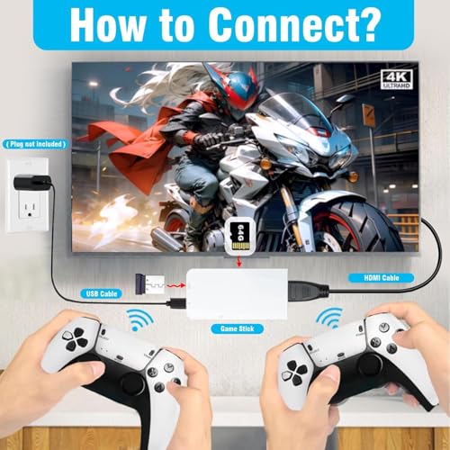 Wireless Retro Gaming Console Built-in 20000+ Classic Games 4K HDMI Plug & Play with Dual 2.4G Wireless Controllers N706078