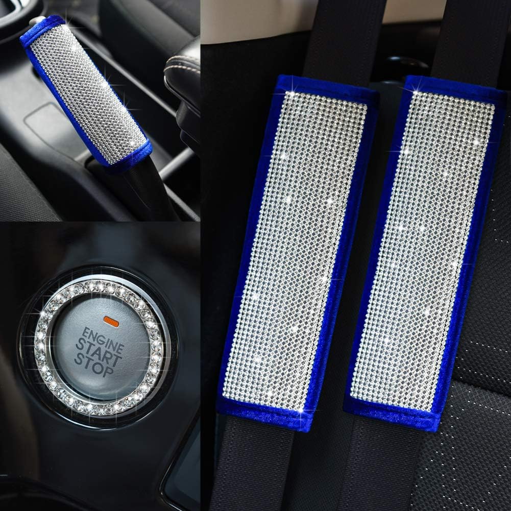 Soft Velvet Seat Belt Shoulder Pads with Rhinestones 4 Pack Set B9601