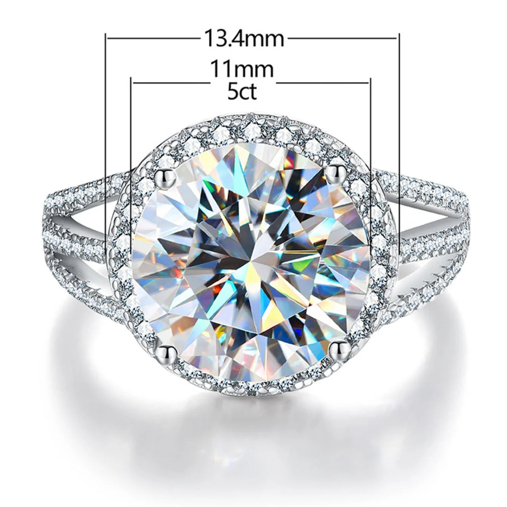 5ct Round Cut Moissanite 925 Sterling Silver Ring A368