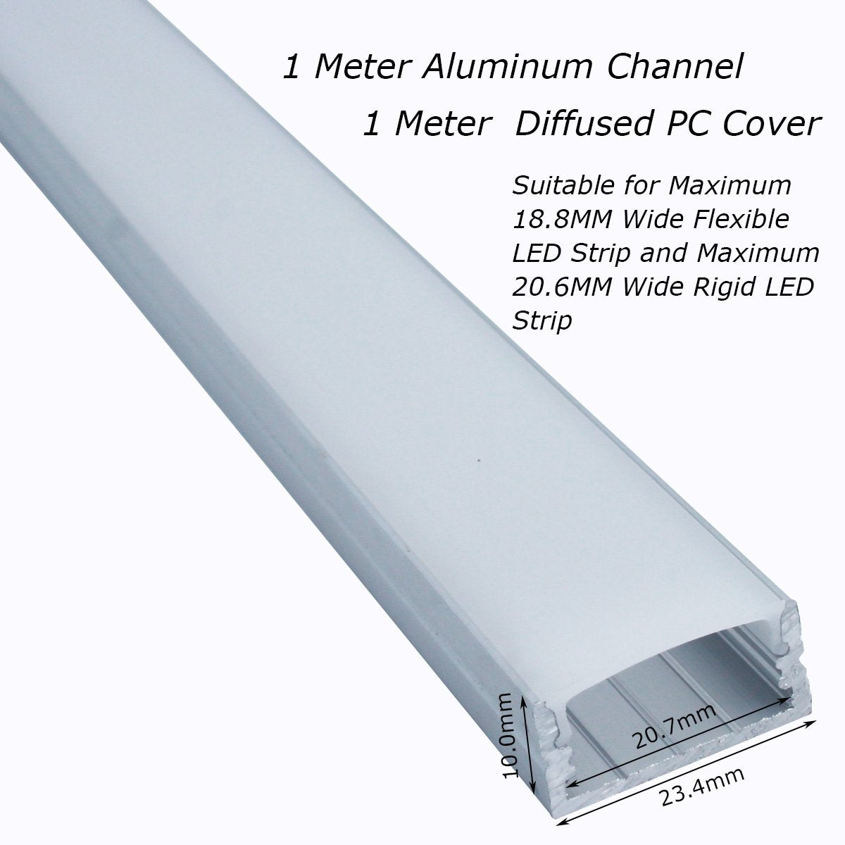 6-Pack 1 Meter LED Strip Aluminum Channels with Diffused Cover J3564