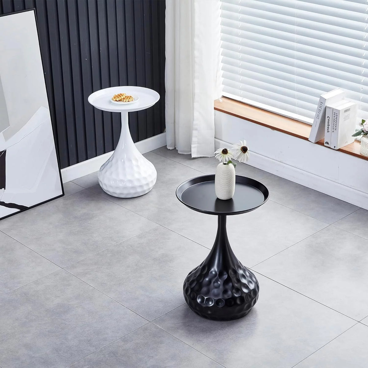 Black Metal Round End Table K273