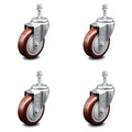 Maroon Poly Swivel Caster Set of 4 with 10mm Stem N496