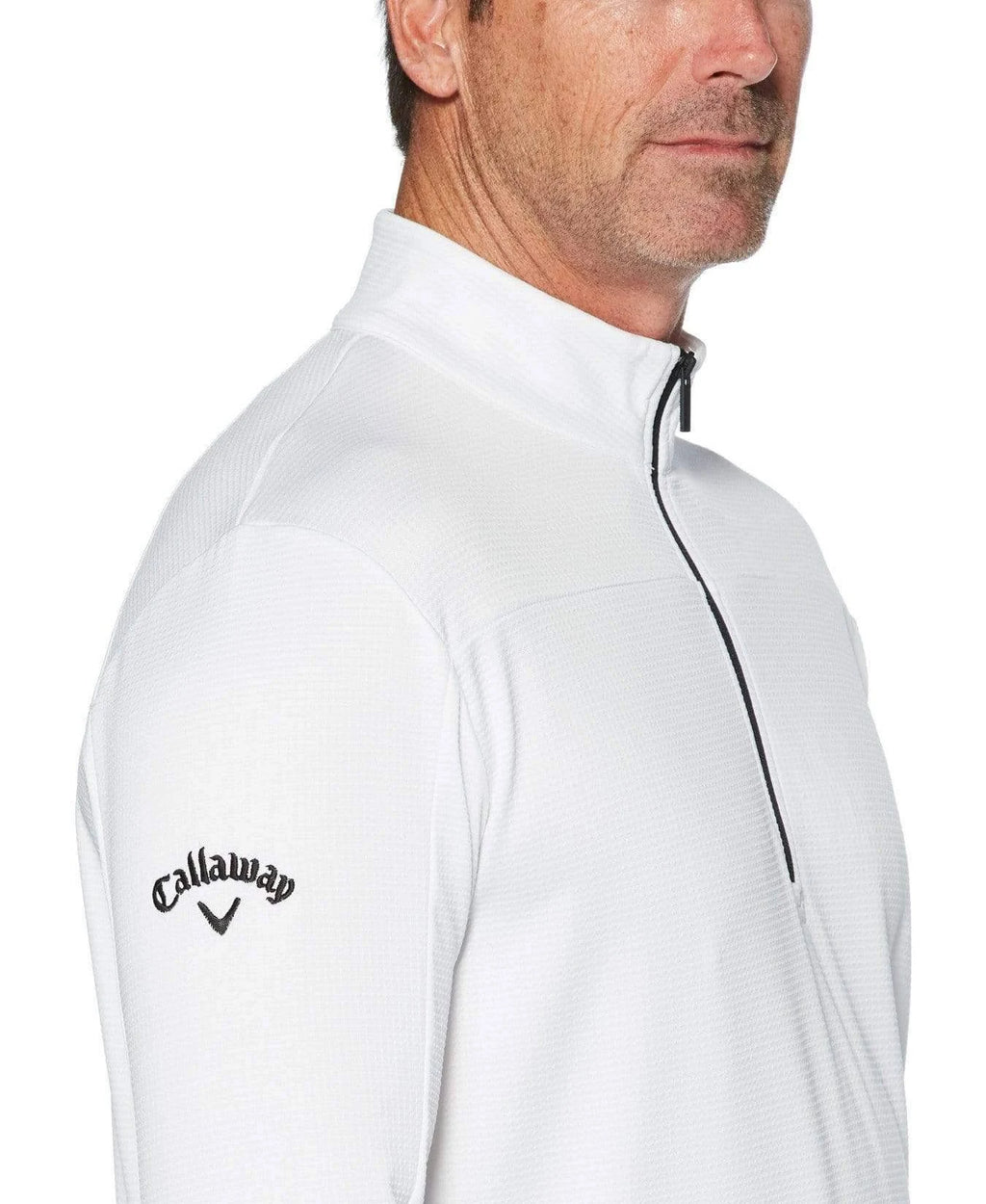 Waffle Fleece 1/4 Zip Pullover Bright White Medium V10383