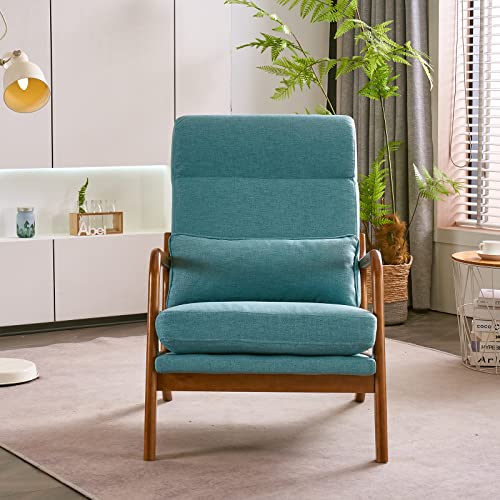 Beige Linen High Back Accent Chair with Solid Wood G62963