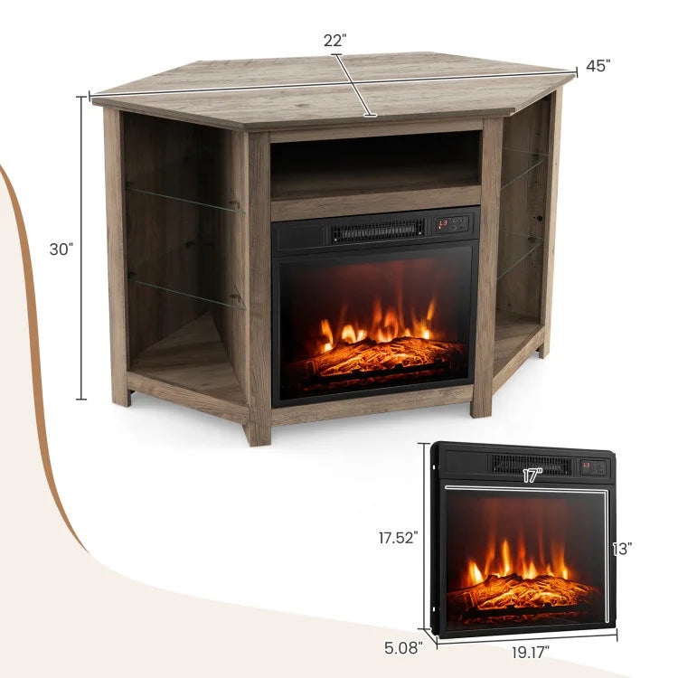 67.0 Corner TV Stand with Electric Fireplace B8378