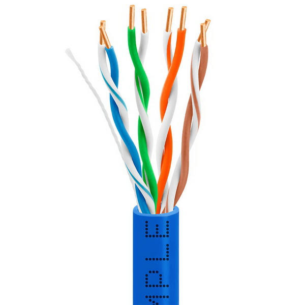 Cat-5e Bulk Cable 350MHz UTP 24AWG Bare Copper 1000ft Blue I9142