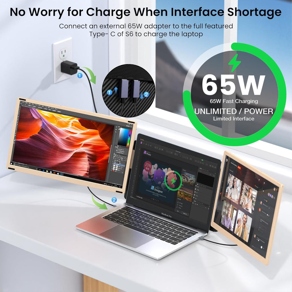 15.6’’ Portable Triple Monitor with IPS FHD 1080P Display G76909