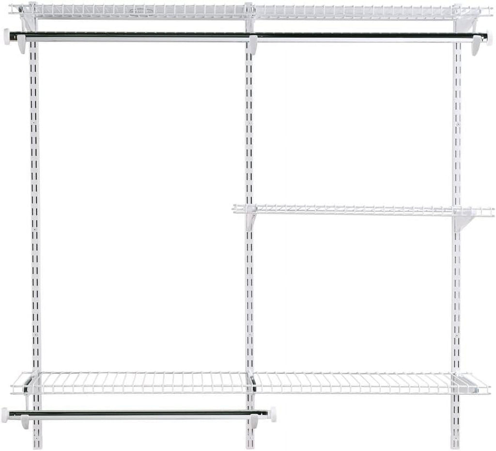 White Wire Shelving Kit with Expandable Shelving and Telescoping Rods G783