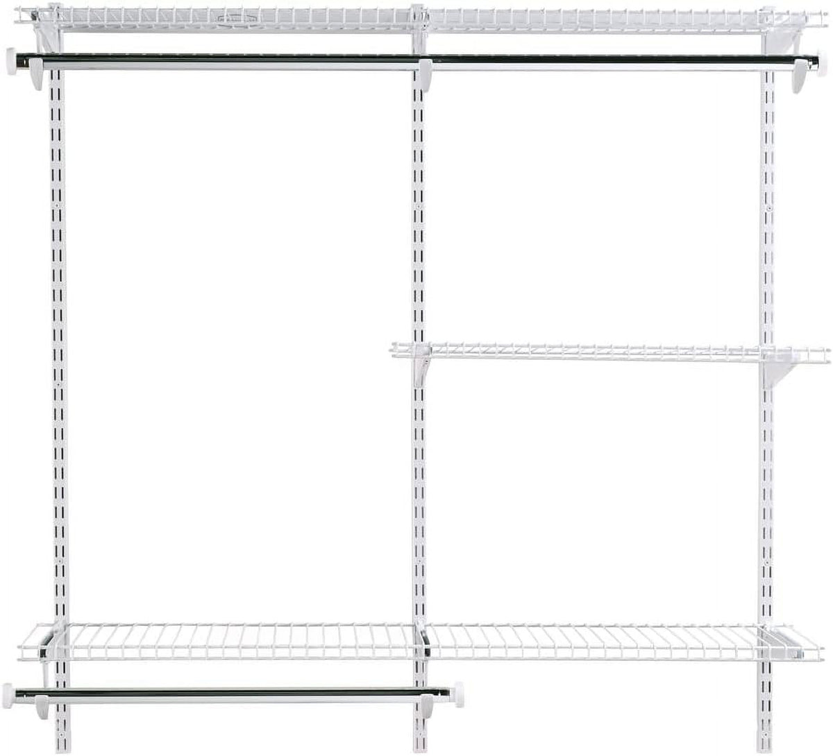 White Wire Shelving Kit with Expandable Shelving and Telescoping Rods G783