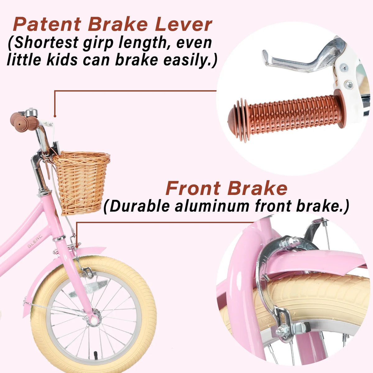 20 Inch Kids Bike with Bell and Training Wheels, Pink F94691