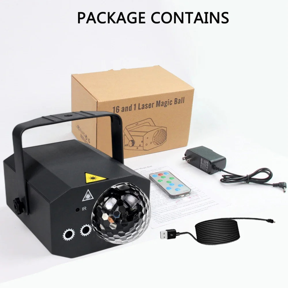 Sound Activated Black ABS Disco Ball Party Lights Y567