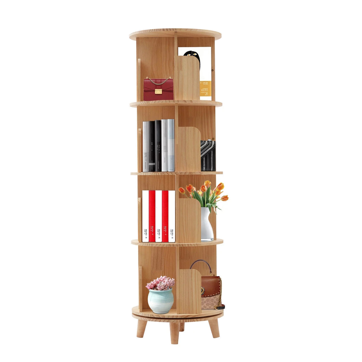 4-Tiers Rotating Bookshelf Y4429