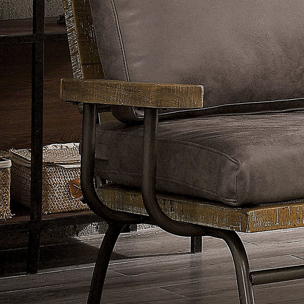 Rustic Cushioned 2-Seater Brown Faux Leather Loveseat B668748