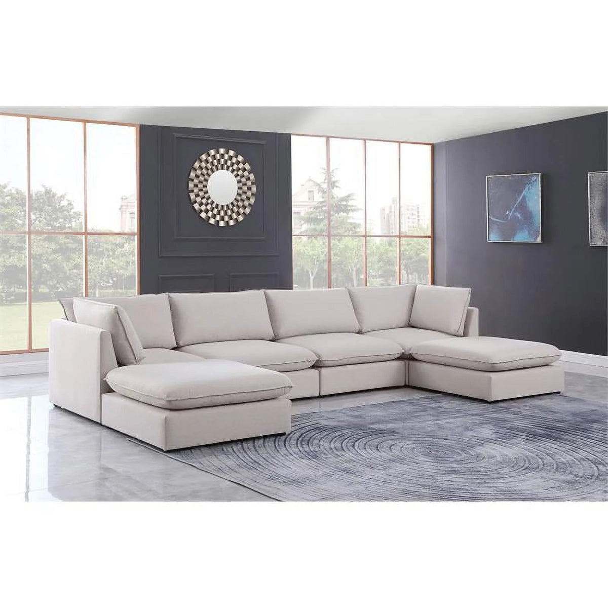 Beige Linen Textured Modular Sectional K677