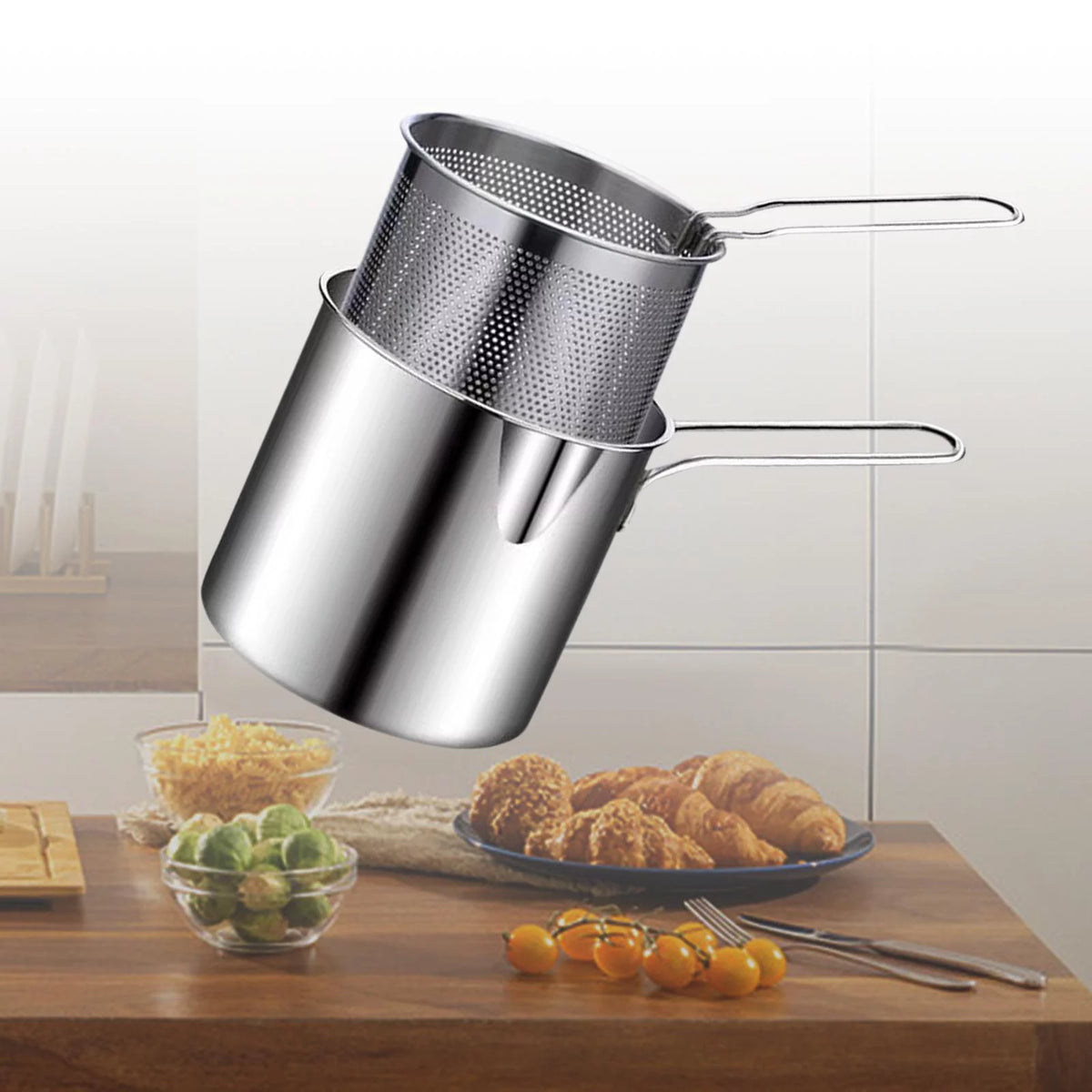 Stainless Steel Deep Fryer Pot with Basket S909455