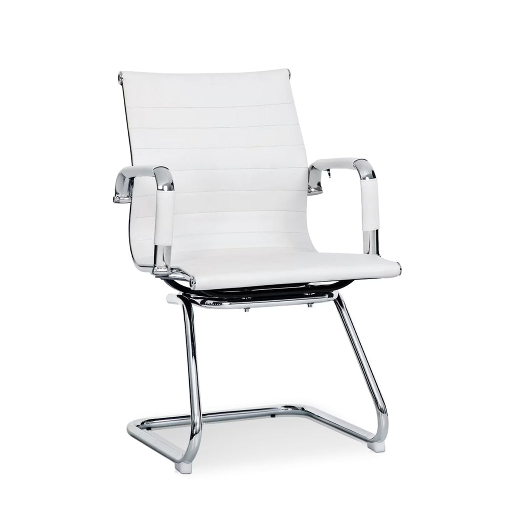 White PU Leather Mid Back Office Chair Q300