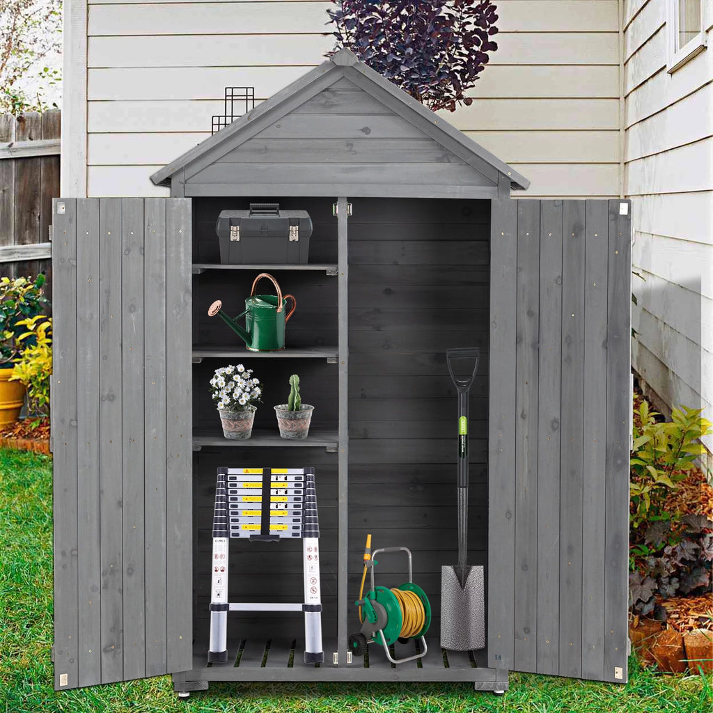 Outdoor Wood Storage Cabinet with Shelves and Latch C231